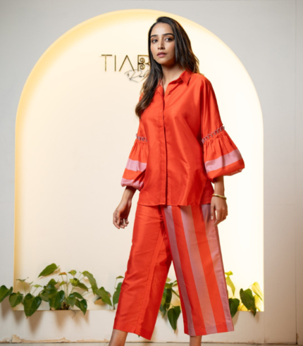 Tangerine Dusk Silk Co-ord Set